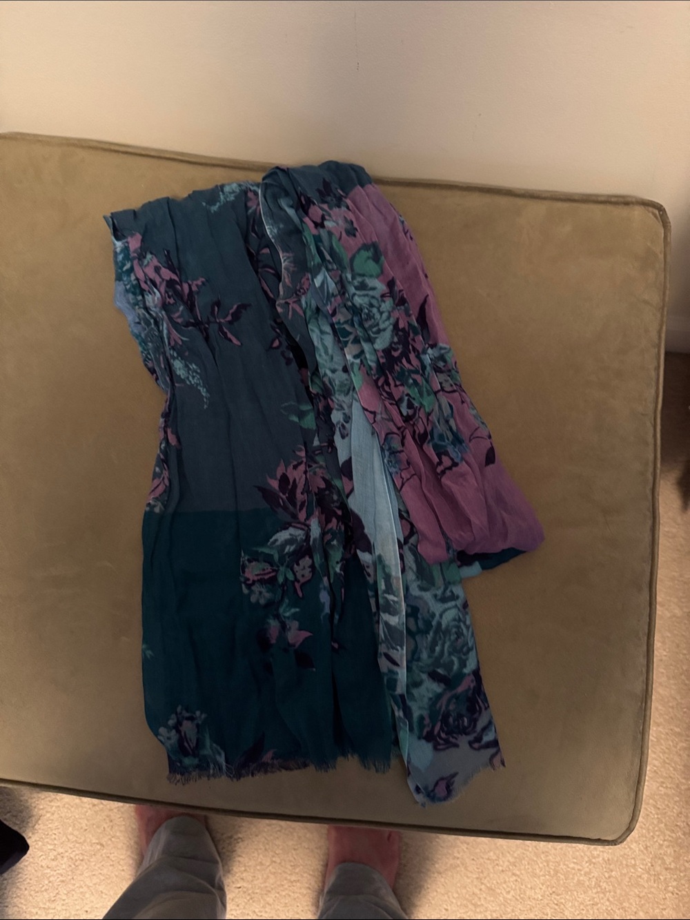 J. Jill Teal and Purple Floral Lightweight Scarf